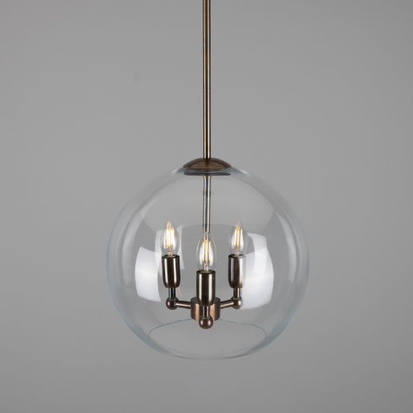 Clermont Modern Mini Chandelier with Open Glass Globe, Three-Light